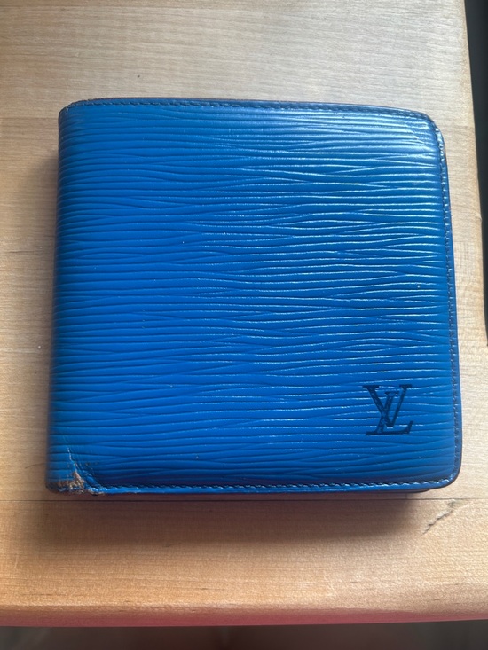 Louis Vuitton Other - Louis Vuitton Blue Epi Leather Bifold Wallet with Embossed LV PROJECT ITEM